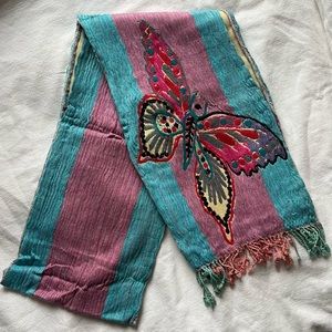 Tolani Embroidered Butterfly Scarf